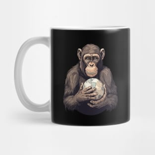 Earth Day, Earth Month and Everyday... A young cute ape holding the world in his hands with care. Mug